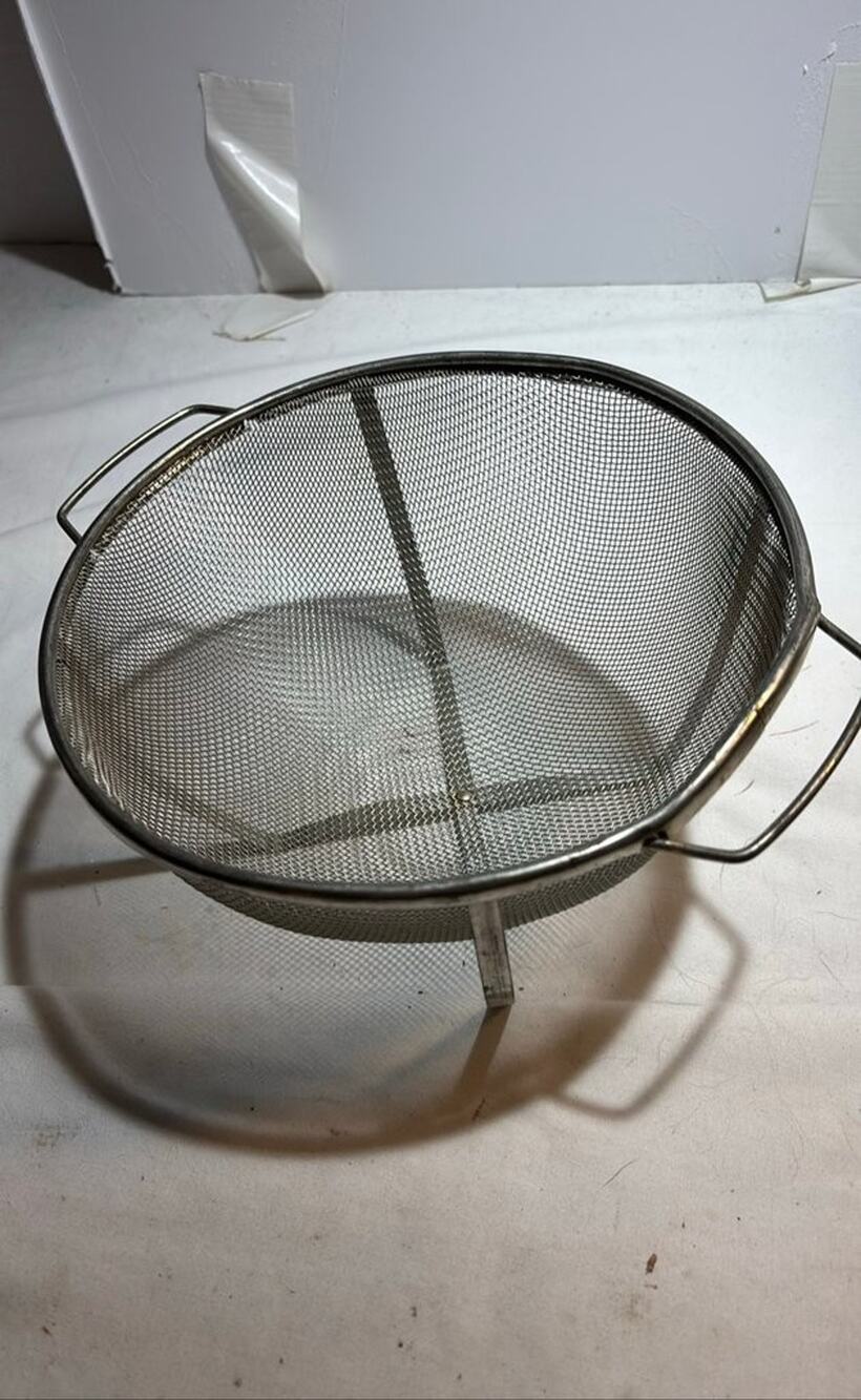 Vintage Metal Mesh Strainer with Handles